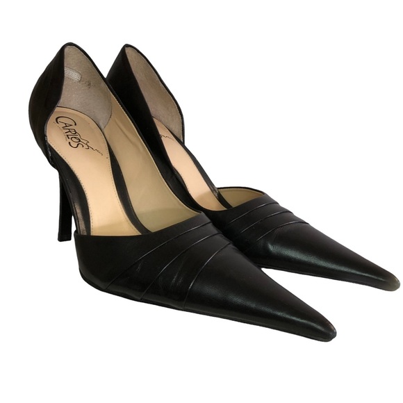 Carlos by Carlos Santana Shoes - CARLOS by Carlos Santana - Black Leather Pointed Toe Heels - Size 9.5